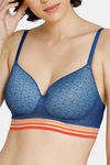 Zivame Urban Leisure Padded Non Wired 3/4th Coverage T-Shirt Bra - Navy Peony — thumbnail 4